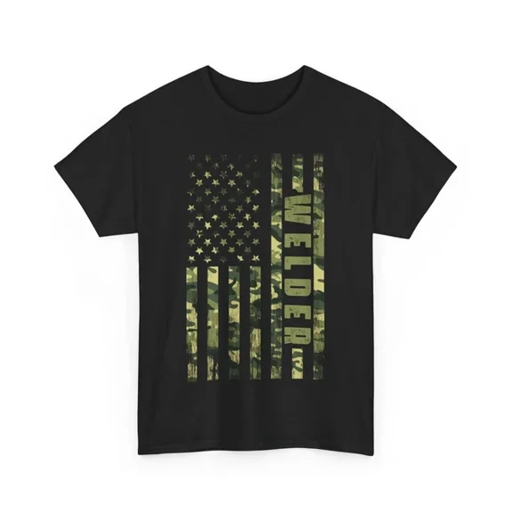 DOPASHIRT Welding T-Shirt, Camo American Flag Welder Camouflaged Men T-Shirt Unisex S-5XL Hot Trending Shirt, Vintage Birthday Gift