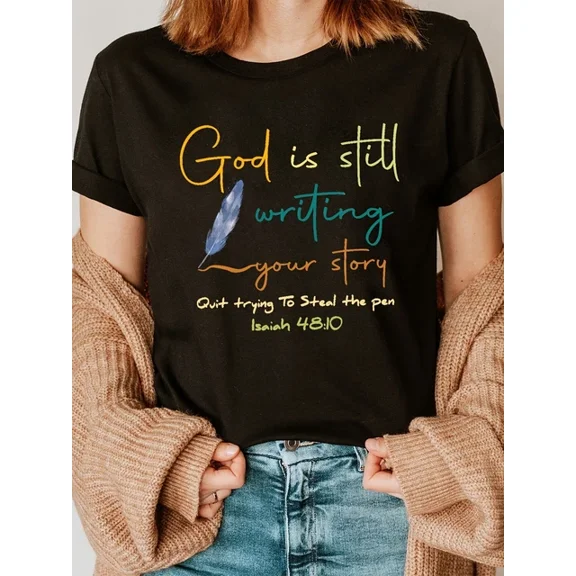 DOPASHIRT Writing Your Story Print Crew Neck T-Shirt - Casual Print Graphic Tee Unisex S-5XL Hot Trending Shirt, Vintage Birthday Gift