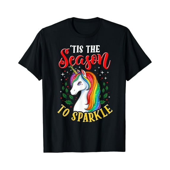 DOPASHIRT Xmas Tis The Season To Sparkle Unicorn Women T-Shirt Unisex S-5XL Hot Trending Shirt, Vintage Birthday Gift