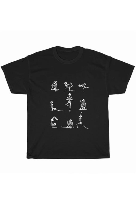 Yoga Skeleton Skull Meditating Stretching Yoga Fan Lover T-Shirt Unisex S-5XL Hot Trending Shirt, Vintage Birthday Gift