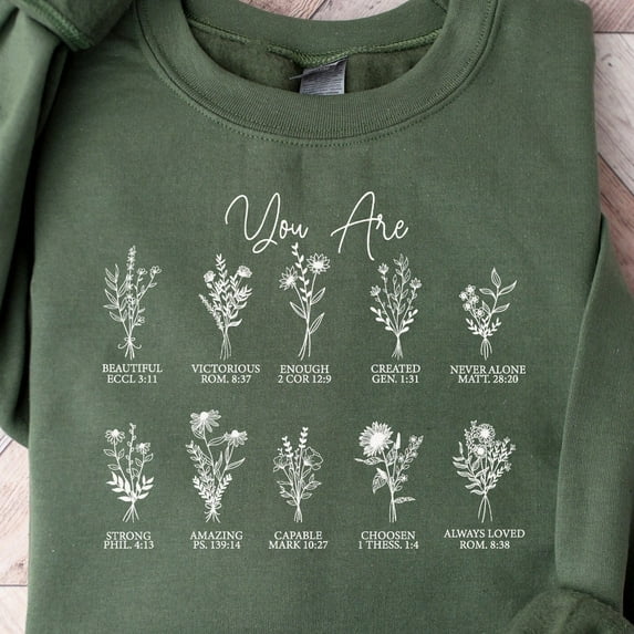 DOPASHIRT You Are Bible Verse Shirt, Inspiration Bible Crewneck, Wild Flower Christian Shirt, Retro Christian Shirt Unisex S-5XL Hot Trending Shirt, Vintage Birthday Gift