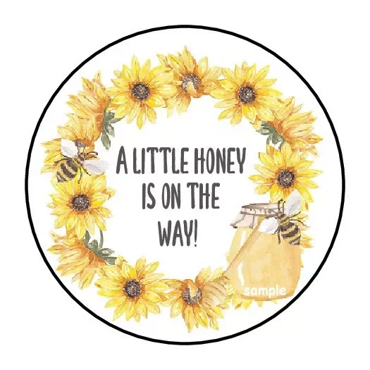 DOPASTICKER A Little Honey Is On The Way Baby Shower Stickers Phone Decal Water Bottle Stickers, Cars Stickers, Water Bottle Stickers For Kids