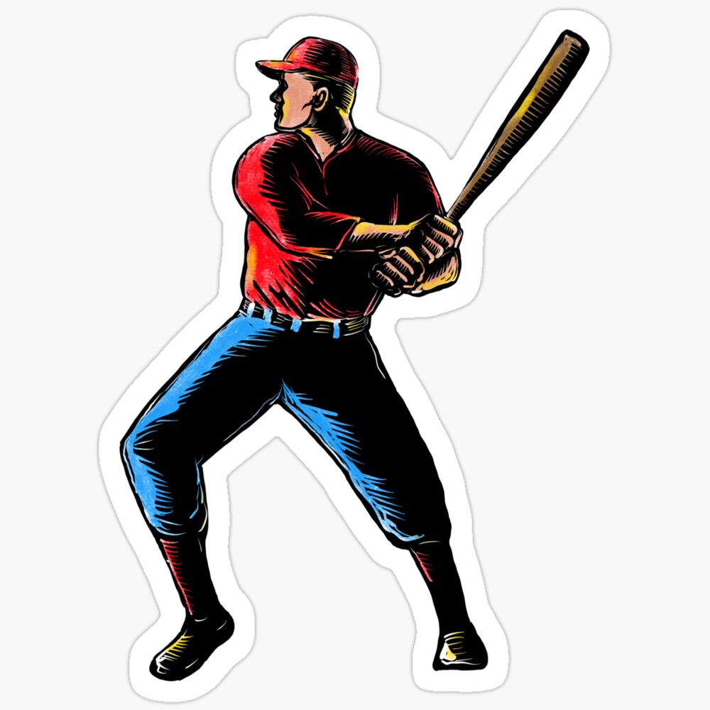 DOPASTICKER American Baseball Player Batting Scratchboard Sticker Phone ...