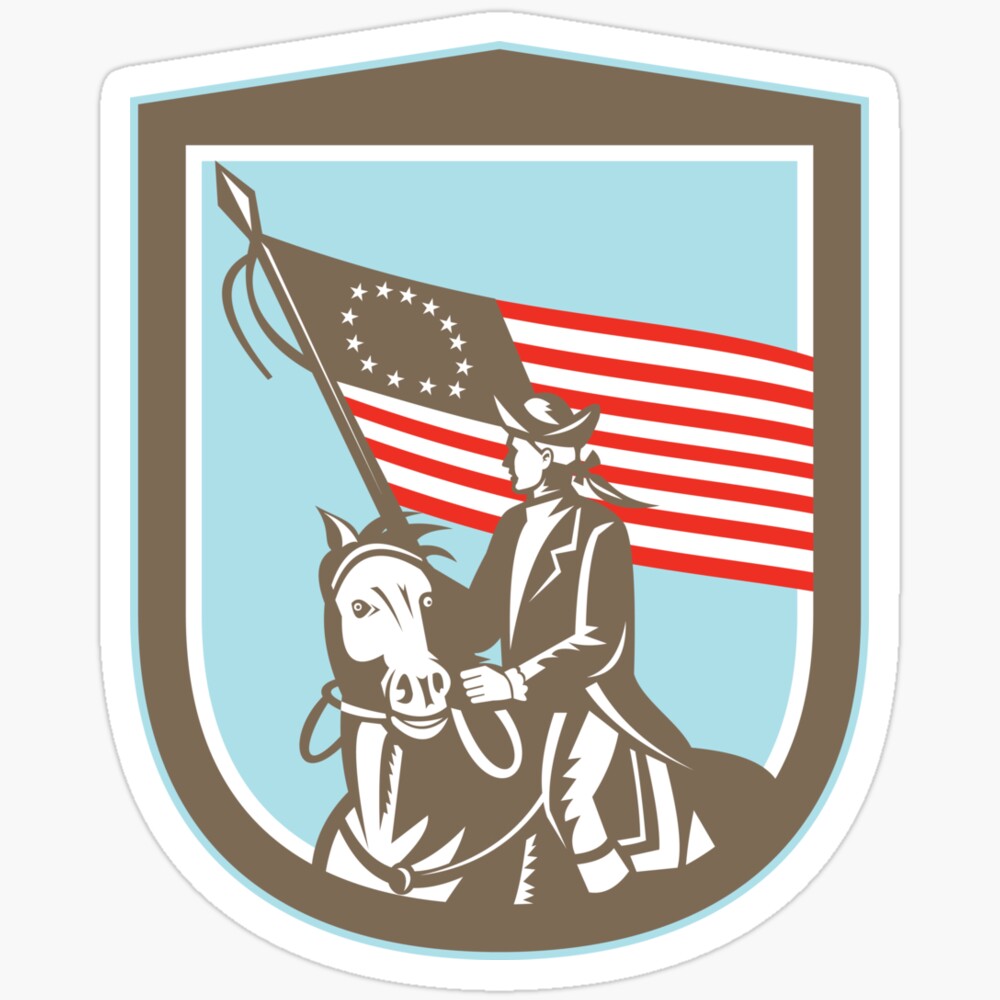Revolutionary Sticker DOPASTICKER American Revolutionary Serviceman Horse Flag Retro Sticker ...