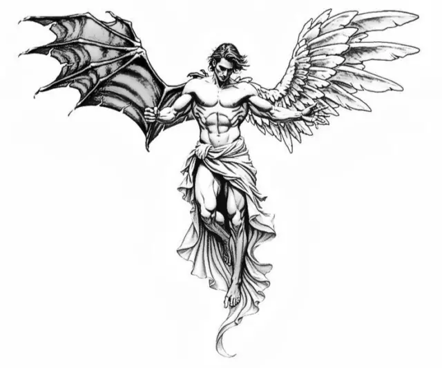 DOPASTICKER Angel Sticker Good Evil Heaven Hell Dark Devil Wings Black ...