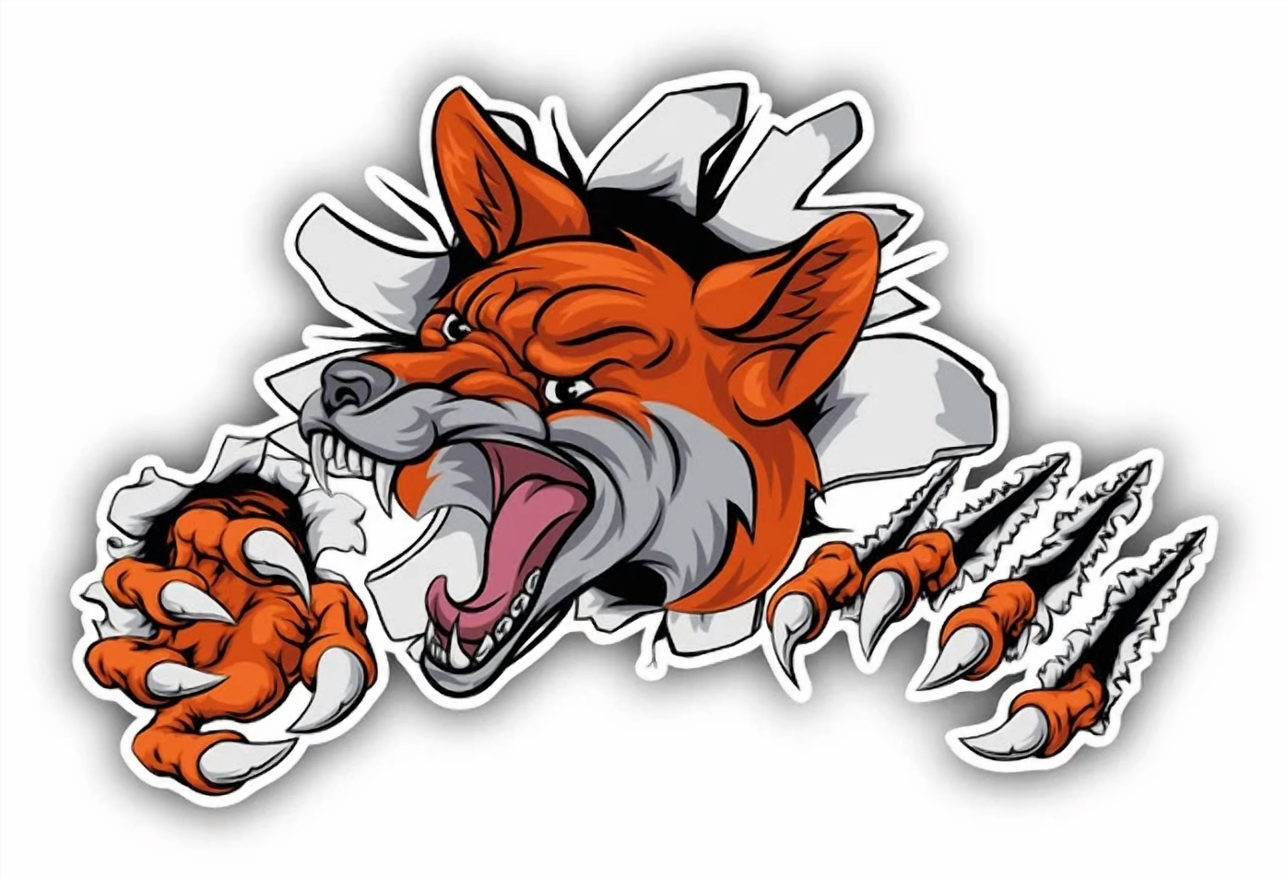 DOPASTICKER Angry Fox Head Mascot Sticker Decal Phone Decal Water ...