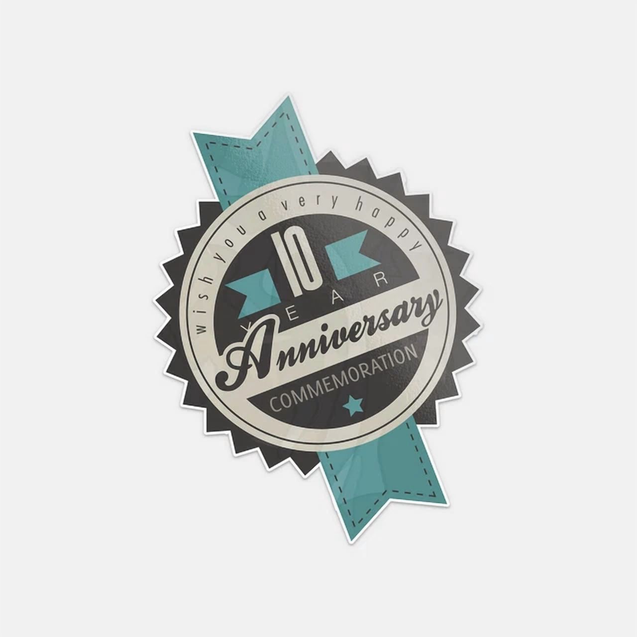 DOPASTICKER Anniversary 10 Ten Year Commemoration Sticker Decal Phone ...