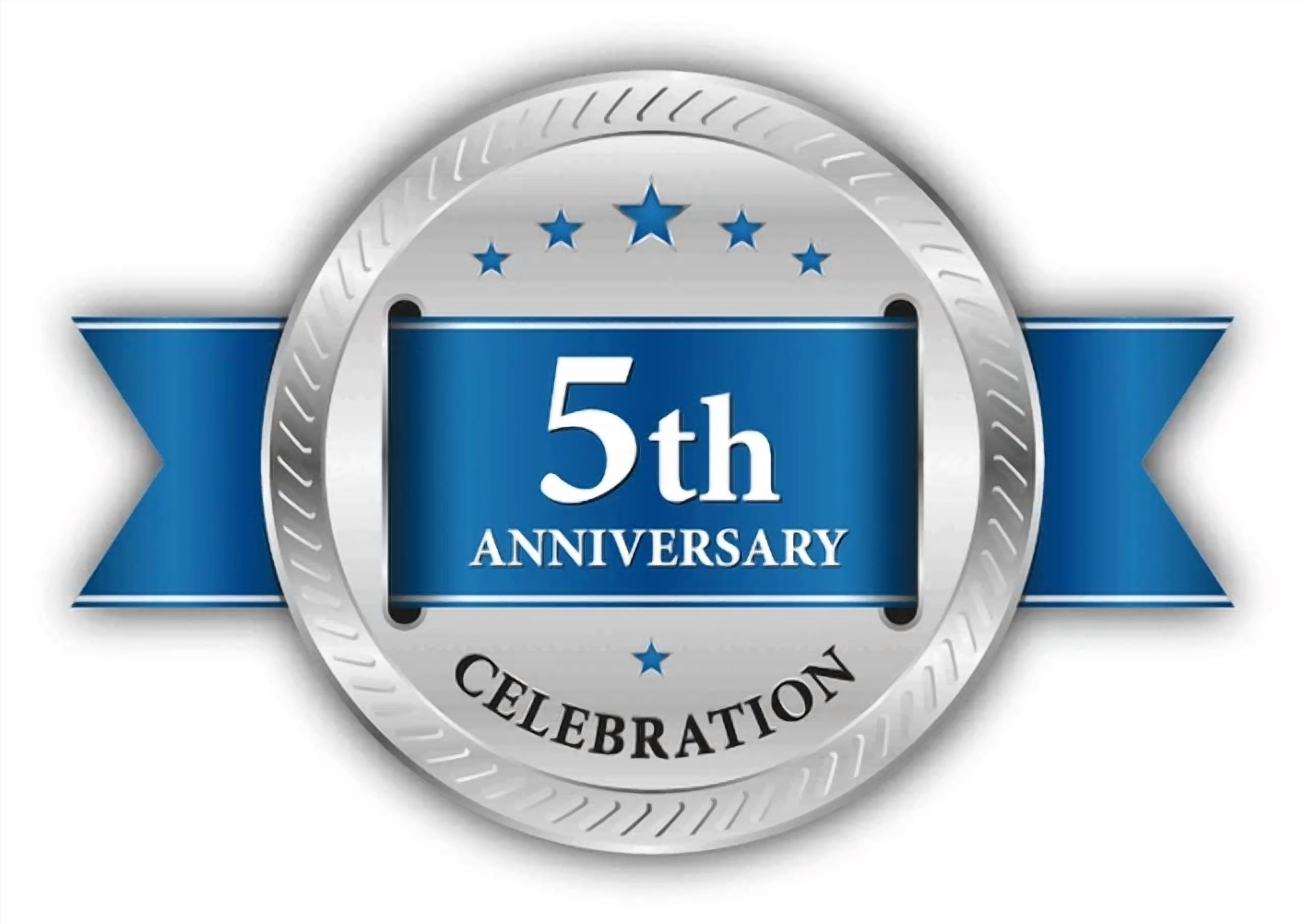 DOPASTICKER Anniversary 5Th Fifth Celebration Silver Sticker Decal ...
