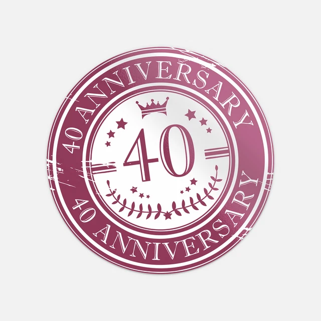 DOPASTICKER Anniversary Forty 40 Grunge Crown Sticker Decal Phone Decal ...