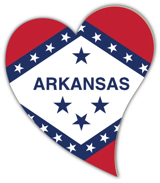 DOPASTICKER Arkansas Usa State Flag Heart Icon Car Sticker Decal Phone ...