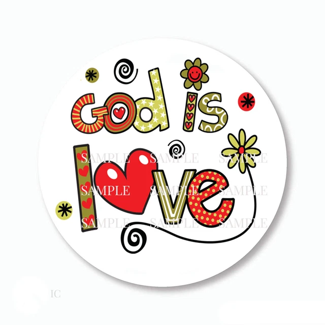 DOPASTICKER Artsy God Is Love Scrapbook Stickers Round Matte Glossy ...