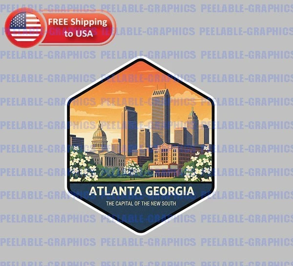 DOPASTICKER Atlanta Georgia Souvenir Sticker Travel Luggage Sticker ...