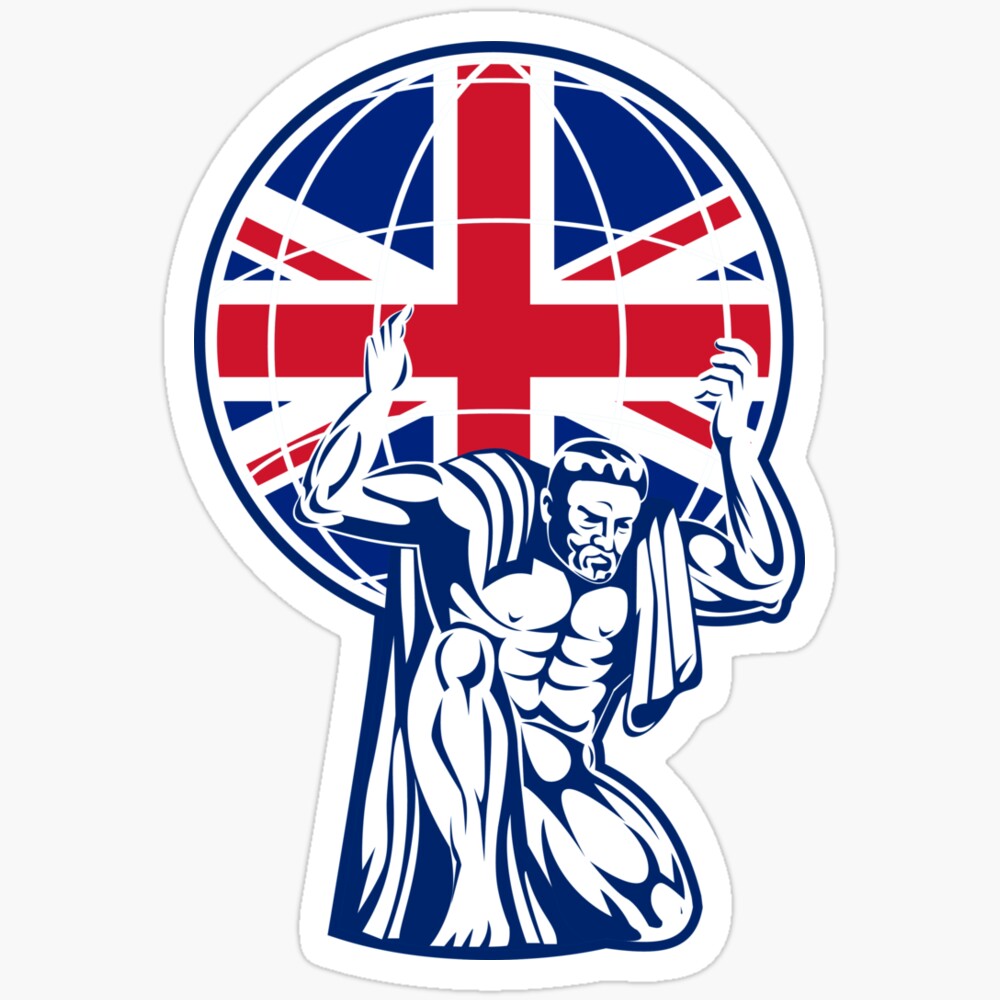 DOPASTICKER Atlas Carrying Globe British Union Jack Flag Sticker Phone ...