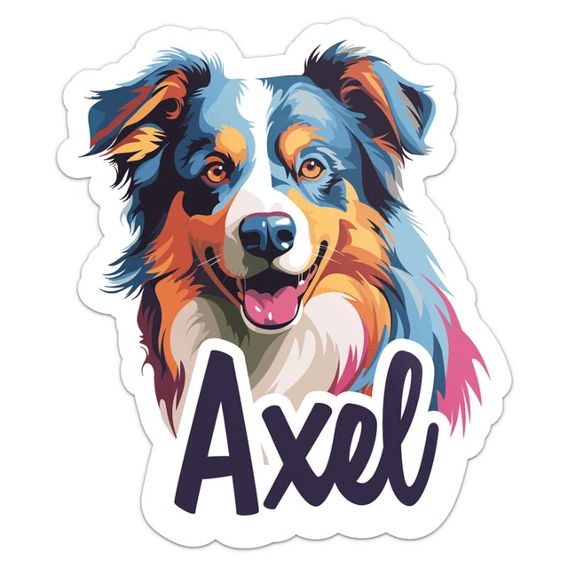 DOPASTICKER Australian Shepherd Dog Axel Name Sticker Decal Phone Decal ...