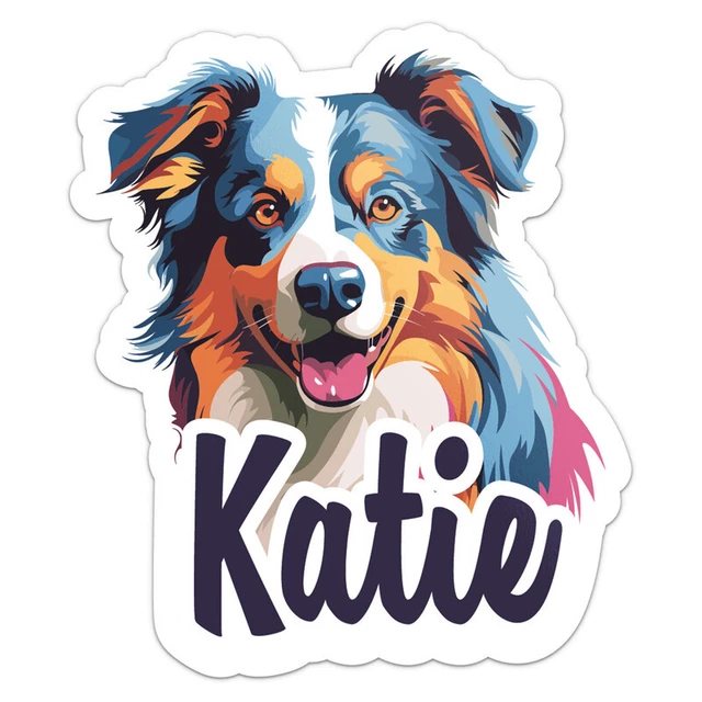 DOPASTICKER Australian Shepherd Dog Katie Name Sticker Decal Phone ...