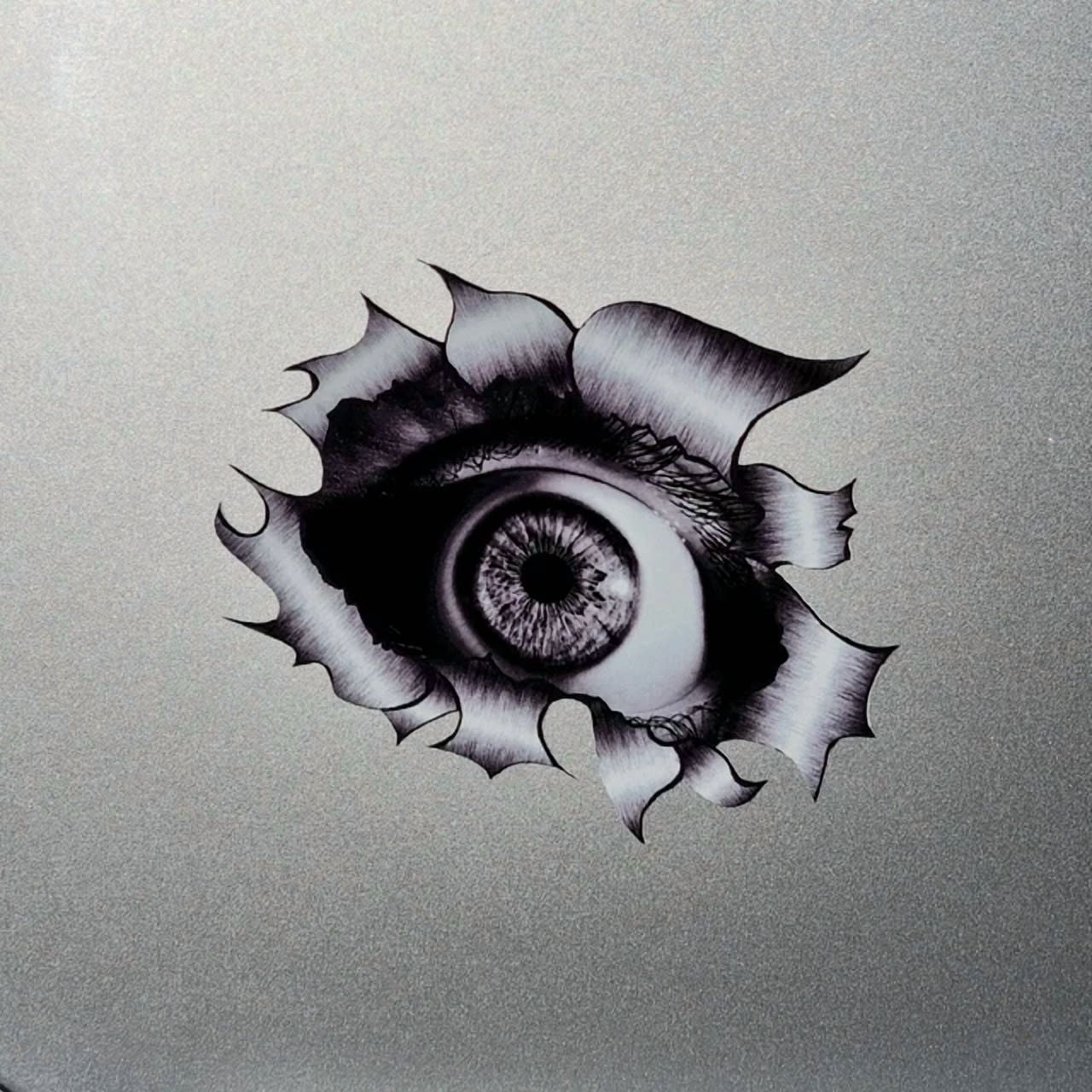 Bad Ripped Sticker DOPASTICKER B&W Creepy Human Eyeball Ripped Open Metal Sticker For Car ...