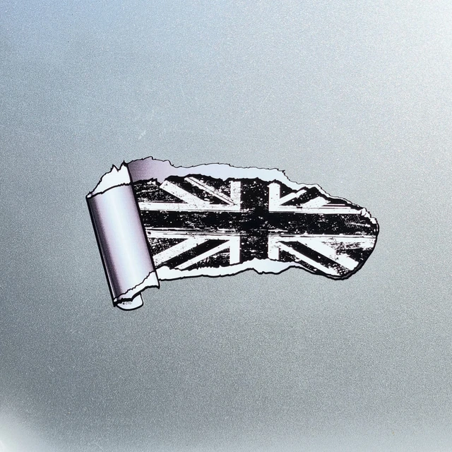 Front Slash Sticker DOPASTICKER B&W Uk British Flag Ripped Metal Slash Sticker Decal For ...