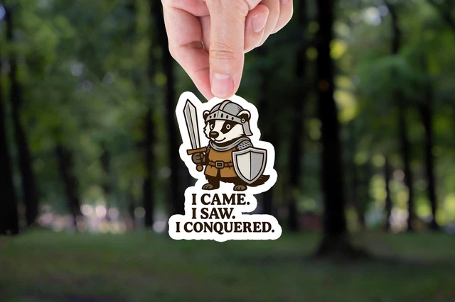DOPASTICKER Badger Sticker, Knight Decal, Medieval Animal, I Came I Saw ...