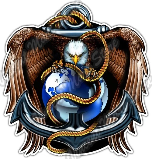 DOPASTICKER Bald Eagle Globe Anchor Us Army Navy Marines Car Sticker ...