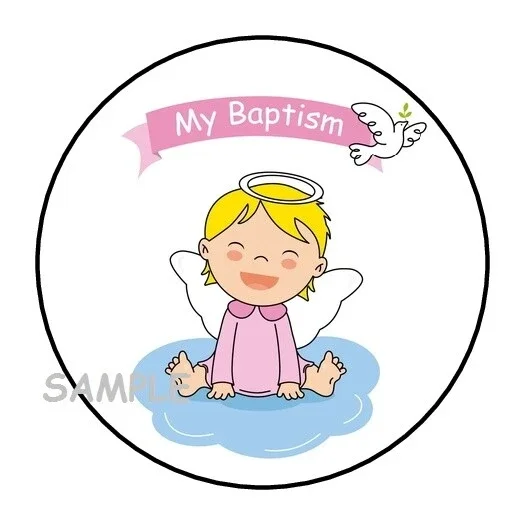 DOPASTICKER Baptism Stickers Favors Round Party Favors Decorations Girl ...
