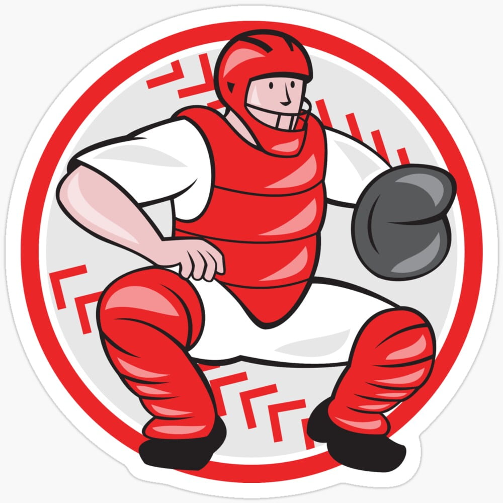 DOPASTICKER Baseball Catcher Catching Sticker Phone Decal Water Bottle ...