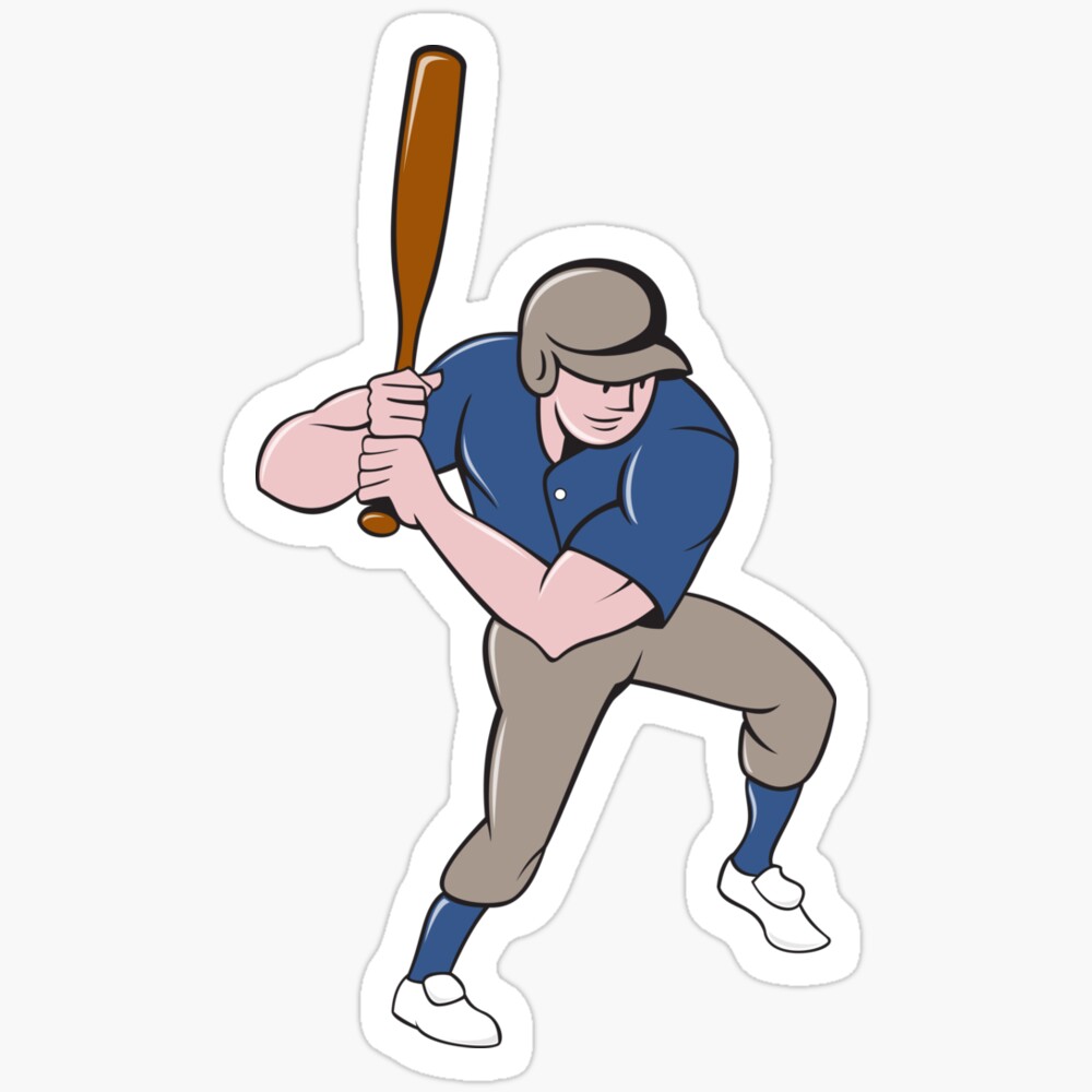 DOPASTICKER Baseball Player Batting Isolated Sticker Phone Decal Water ...