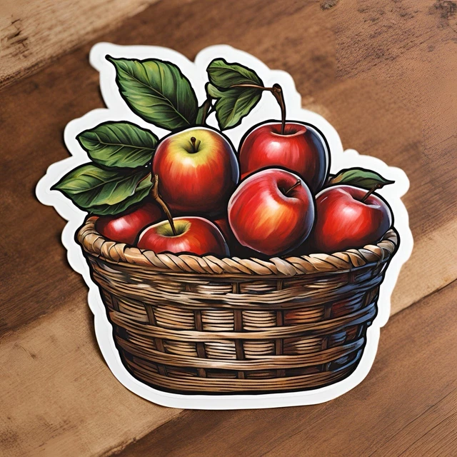 DOPASTICKER Basket Of Apples Sticker Phone Decal Water Bottle Stickers ...
