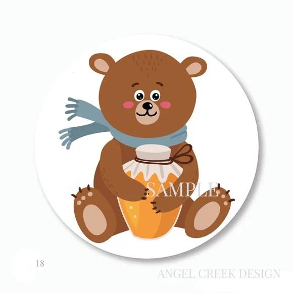 DOPASTICKER Bear W/Honey Pot Scrapbook Stickers Honey Bear Phone Decal Water Bottle Stickers, Cars Stickers, Water Bottle Stickers For Kids