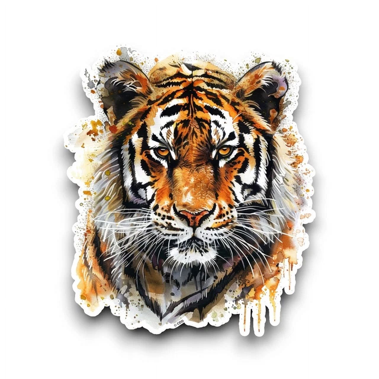 DOPASTICKER Beautiful Bengal Tiger Animal Watercolour Splash Sticker ...
