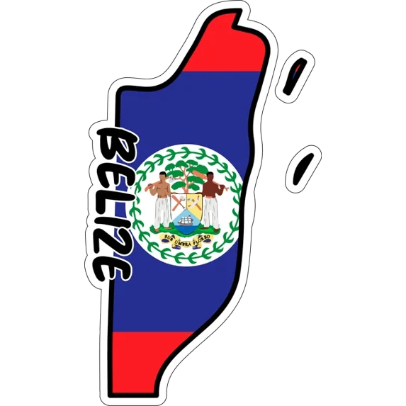 DOPASTICKER Belize Map Flag Sticker Decal Phone Decal Water Bottle ...