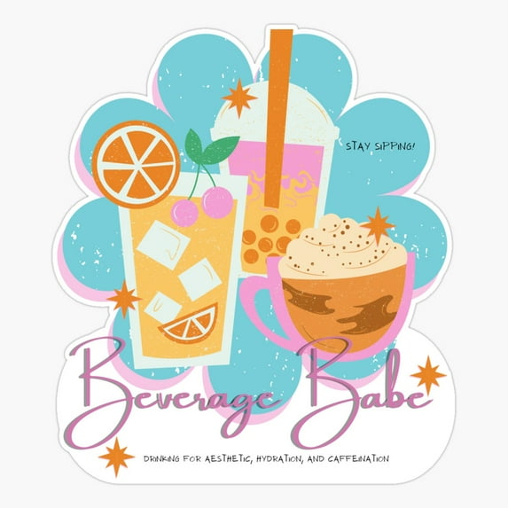 DOPASTICKER Beverage Babe Sticker, Phone Sticker Water Bottle Sticker ...