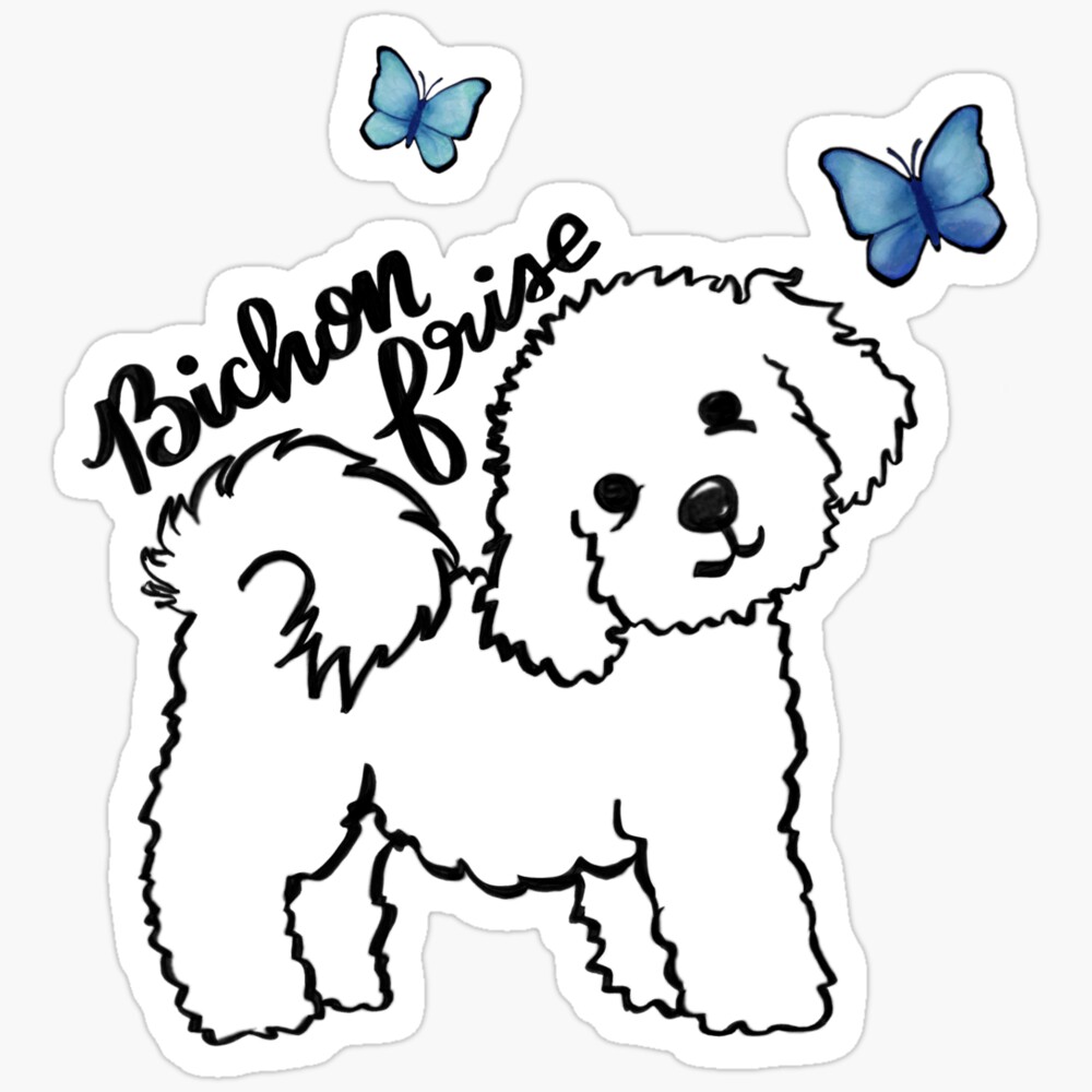 DOPASTICKER Bichon Frise And Butterflies Sticker Phone Sticker, Latop ...