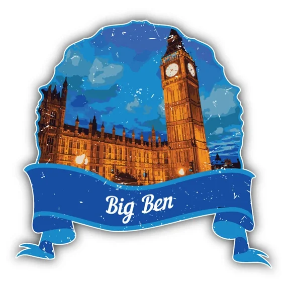 DOPASTICKER Big Ben London World Landmark Grunge Travel Sticker Decal ...