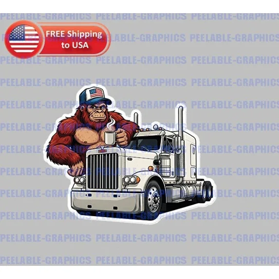 DOPASTICKER Bigfoot Saquatch Trucker Life Sticker Big Rig Semi Truck 18 ...