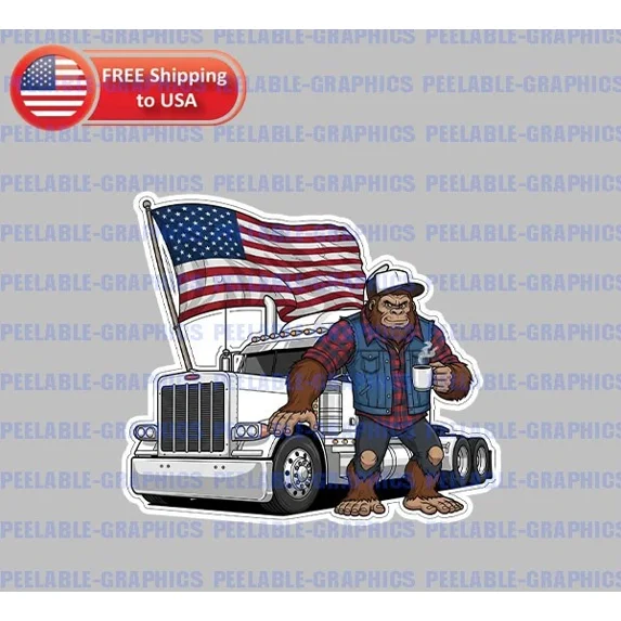DOPASTICKER Bigfoot Saquatch Trucker Life Sticker Big Rig Semi Truck 18 ...