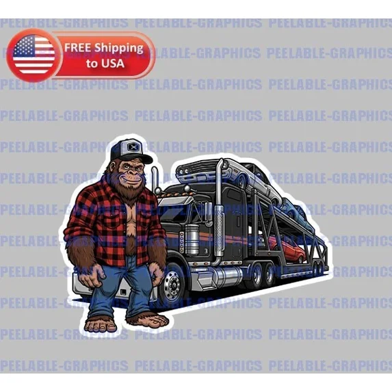 DOPASTICKER Bigfoot Sasquatch Trucker Car Hauler Sticker Big Rig Semi ...