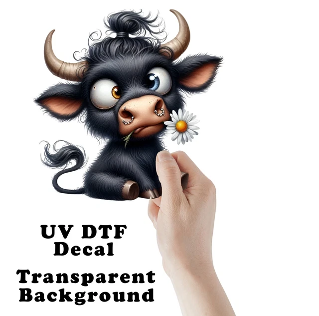 DOPASTICKER Black Cow And Daisy Sticker - Design Preview Only ...