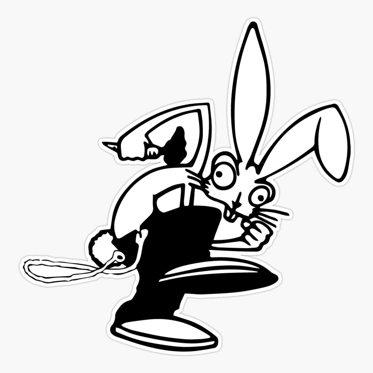 DOPASTICKER Blink Bunny (Black And White) Sticker, Phone Sticker Car ...