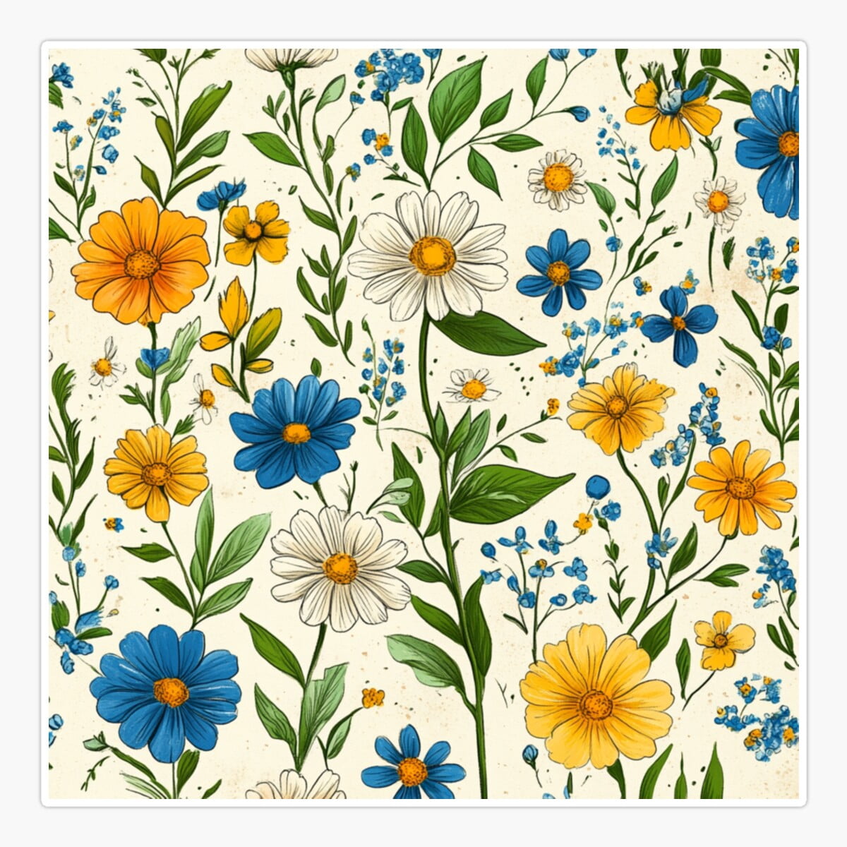 DOPASTICKER Bold Vintage Floral Pattern Sticker, Phone Sticker Car ...