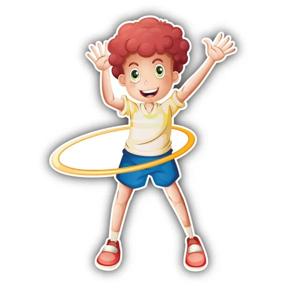 DOPASTICKER Boy Hula Hoop Cartoon Car Sticker Phone Decal Water Bottle ...