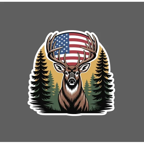 DOPASTICKER Buck Usa Flag Sticker Animal Hunting America Sticker Phone ...