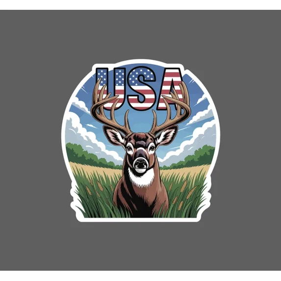DOPASTICKER Buck Usa Sticker Flag Nature Hunting Animal Sticker Phone ...
