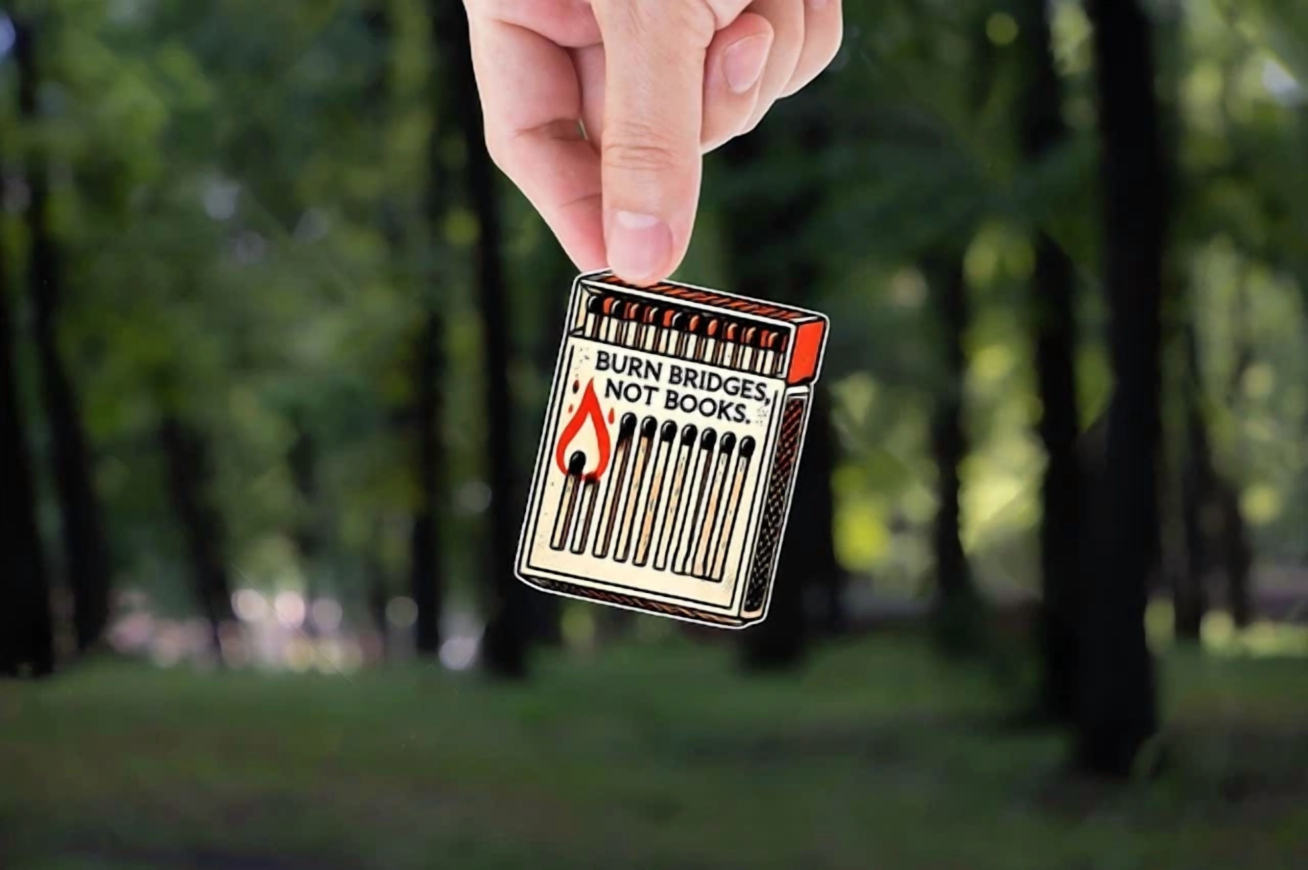 DOPASTICKER Burn Bridges Not Books Sticker. Match Book Sticker. Book ...