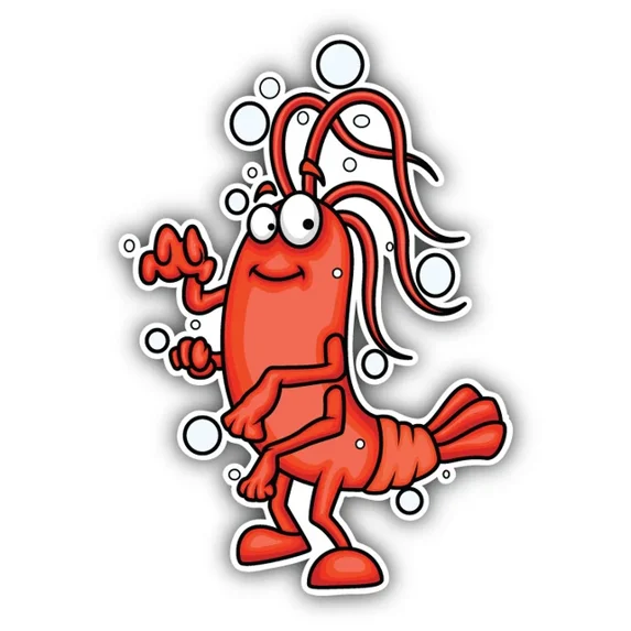 DOPASTICKER Cartoon Clever Shrimp Animal Sticker Decal Phone Decal ...