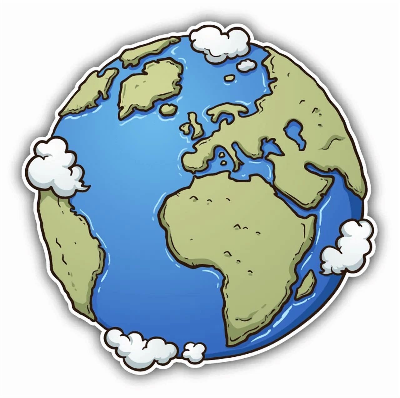 DOPASTICKER Cartoon Earth Sticker Decal Phone Decal Water Bottle ...