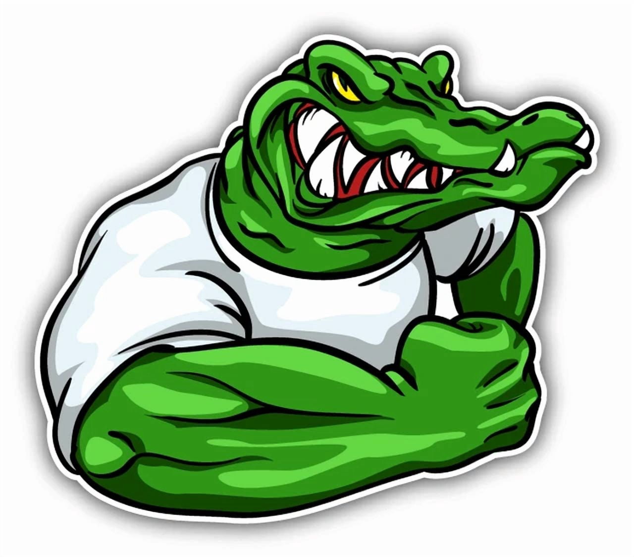 DOPASTICKER Cartoon Muscular Alligator Mascot Sport Sticker Decal Phone ...