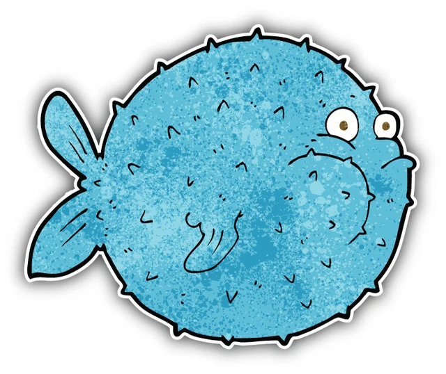 DOPASTICKER Cartoon Puffer Fish Sticker Decal Phone Decal Water Bottle ...