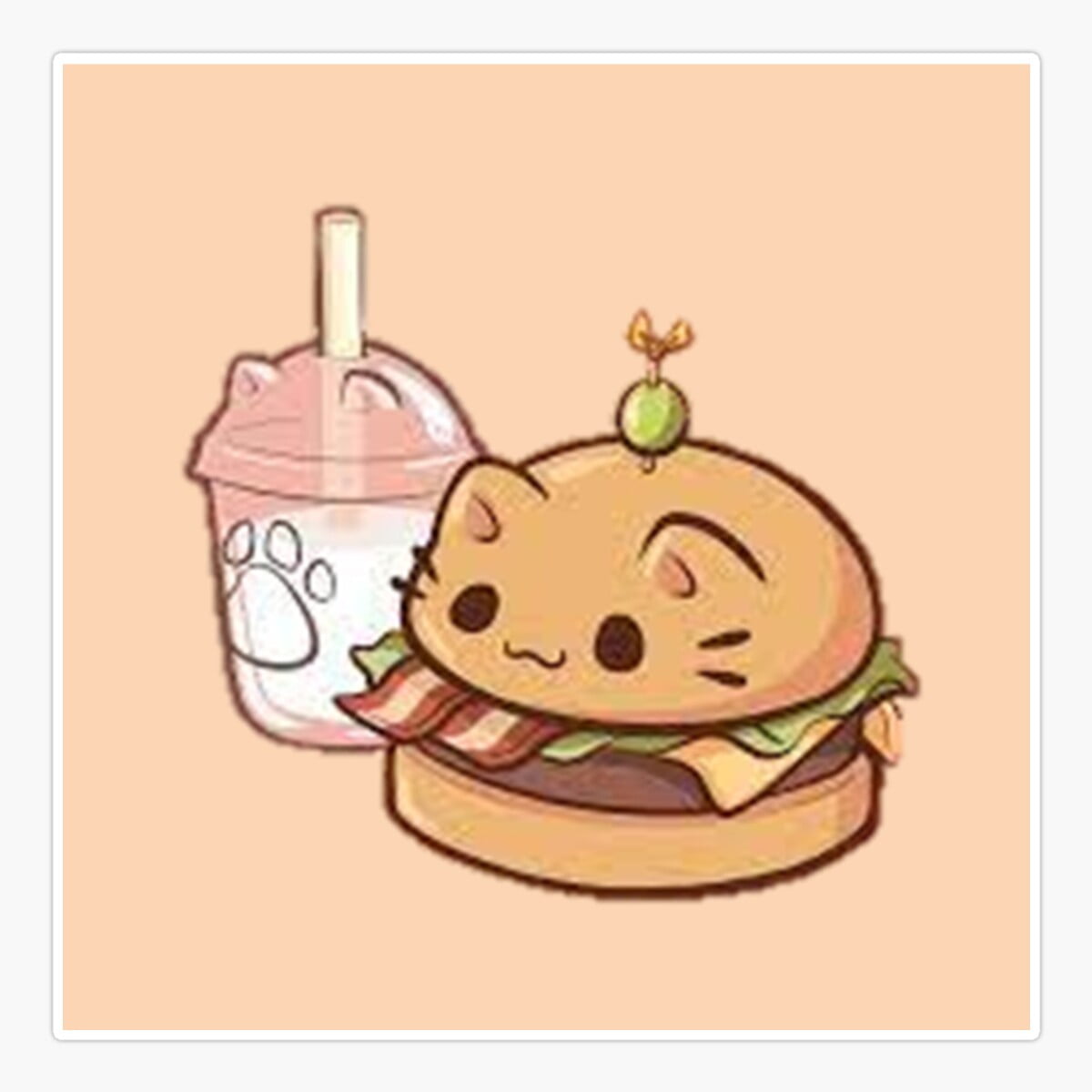 DOPASTICKER Catberger Sticker, Phone Sticker Water Bottle Sticker Car ...