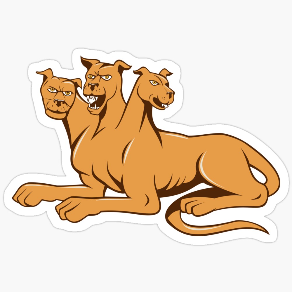 DOPASTICKER Cerberus Multi-Headed Dog Hellhound Sitting Sticker Phone ...
