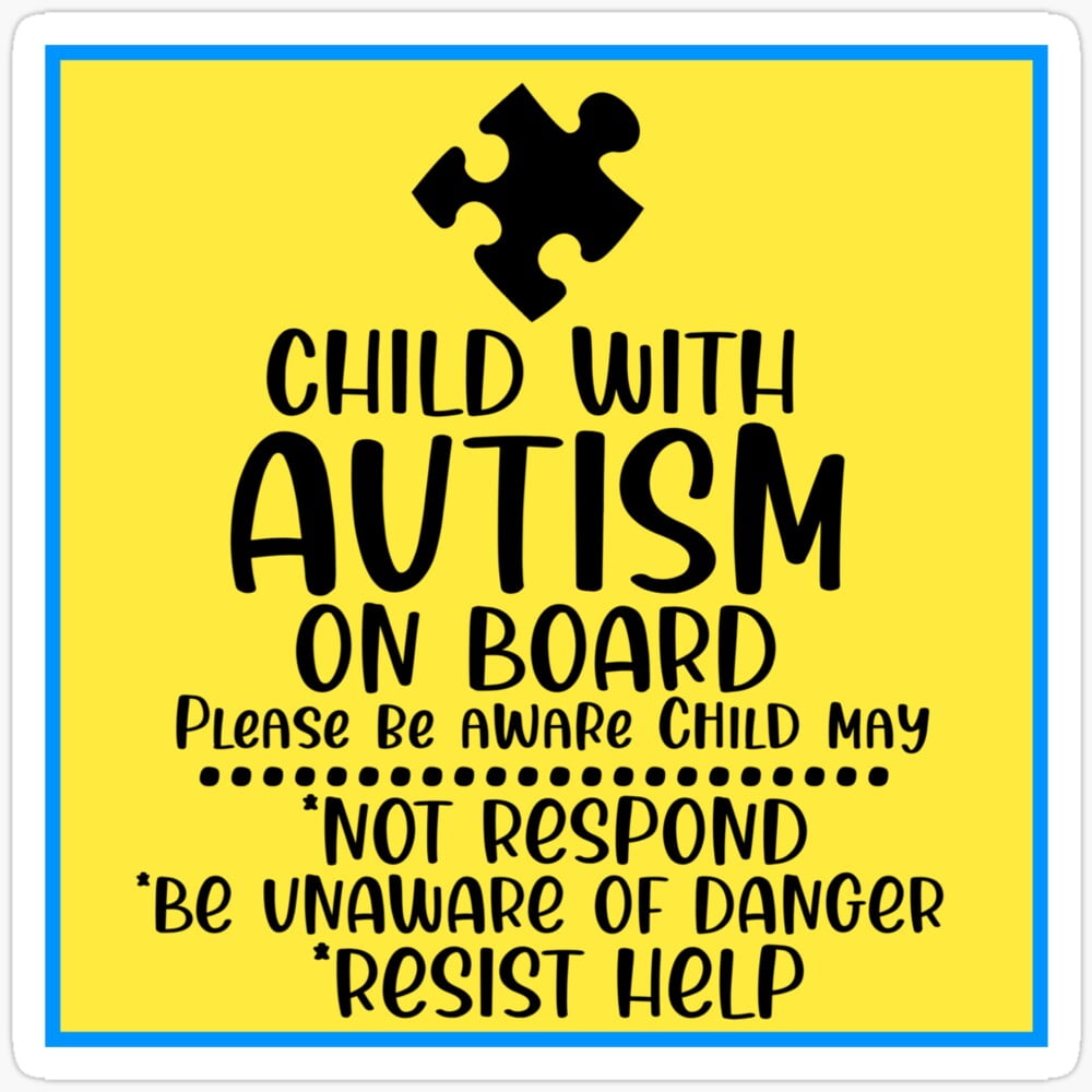 DOPASTICKER Child With Autism On Board Car Decal Awareness Disability ...